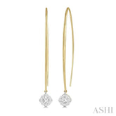 1/3 Ctw Cushion Shape Lovebright Round Cut Diamond Earring in 14K Yellow & White Gold