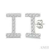 1/10 Ctw Initial 'I' Single Cut Diamond Earrings in 10K White Gold