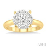 1 Ctw Lovebright Round Cut Diamond Ring in 14K Yellow and White Gold