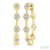 1/6 Ctw Geometric Shape Round Cut Diamond Fashion Hoop Earrings in 10K Yellow Gold