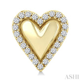 1/5 Ctw Petite Overlay Heart Round Cut Diamond Fashion Stud Earring in 10K Yellow Gold