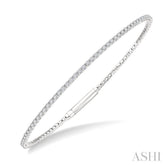 1 Ctw Round Cut Diamond Full way Straight Flex Bangle in 14K White Gold