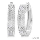 1/3 Ctw Triple Row Round Cut Diamond Hoop Earring in 14K White Gold