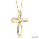 1/50 Ctw Infinity Cross Round Cut Diamond Pendant With Chain in Yellow Gold Vermeil