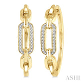 1/10 Ctw Round Cut Diamond Paperclip Hoop Earrings in Yellow Gold Vermeil