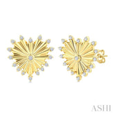 1/5 Ctw Round Cut Diamond Heart Fluted Fashion Earrings in 10K Yellow Gold