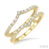 1/3 Ctw Baguette and Round Cut Diamond Chevron Insert Ring in 14K Yellow Gold