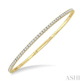 2 Ctw Round Cut Diamond Fullway Straight Flex Bangle in 14K Yellow Gold