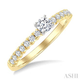 1/2 Ctw Endless Embrace Round Cut Diamond Ladies Engagement Ring with 1/4 Ct Round Cut Center Stone in 14K Yellow and White Gold