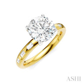 1/4 Ctw Round Shape Baguette and Round Cut Diamond Semi-Mount Engagement Ring in 14K Yellow and White Gold
