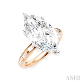 1/3 Ctw Akari Marquise Shape Baguette and Round Cut Diamond Semi Mount Engagement Ring in 14K Rose and White Gold