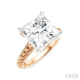 1/8 Ctw Princess Shape Round Cut Diamond Akari Wheat Shank Semi-Mount Engagement Ring in 14K Rose and White Gold