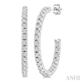 1/3 Ctw French Pave Set Round Cut Diamond Fashion Half Hoop Earrings in 14K White Gold
