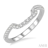 1/4 Ctw Scooped Center Round Cut Diamond Wedding Band in 14K White Gold