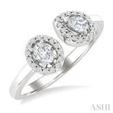 3/8 Ctw Toi Et Moi Pear, Oval and Round Cut Diamond Open Fashion Ring in 14K White Gold