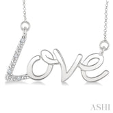 1/50 Ctw Single Cut Diamond Love Pendant with Chain in Sterling Silver