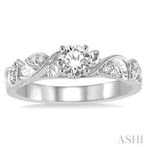 1/3 Ctw Diamond Engagement Ring with 1/5 Ct Round Cut Center Stone in 14K White Gold