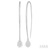 1/3 Ctw Pear Shape Dangler Lovebright Round Cut Diamond Earrings in 14K White Gold