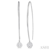 1/2 Ctw Round Dangler Lovebright Diamond Earrings in 14K White Gold