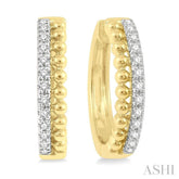 1/4 Ctw Circular Bead & Round Cut Bead Bijoux Diamond Hoop Earrings in 14K Yellow Gold