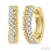 1/10 Ctw Circular Bead & Round Cut Bead Bijoux Diamond Huggie Petite Earrings in 10K Yellow Gold