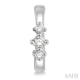 1/6 Ctw Three Stone Round Cut Diamond Huggie Petite Earrings in 10K White Gold
