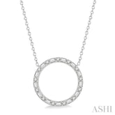 1/2 Ctw Circle Baguette and Round Cut Diamond Pendant With Chain in 14K White Gold