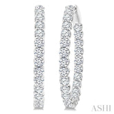 5 Ctw Inside-Out Round Cut Diamond Oval Shape Hoop Earrings in 14K White Gold