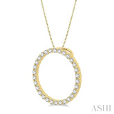 1 Ctw Round Cut Diamond Circle of Love Pendant with Chain in 14K Yellow Gold