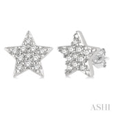 1/10 Ctw Star Round Cut Diamond Petite Fashion Earrings in 10K White Gold