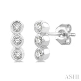1/10 Ctw Petite Bezel Set Round Cut Diamond Fashion Stud Earrings in 10K White Gold