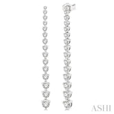 2 Ctw Round Cut Diamond Riviera Drop Earrings in 14K White Gold