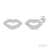 1/10 Ctw Petite Lips Round Cut Diamond Fashion Stud Earrings in 10K White Gold