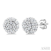 1/5 Ctw Petite Disco Ball Round Cut Diamond Fashion Stud Earrings in 10K White Gold