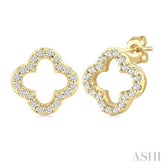 1/6 Ctw Petite Clover Round Cut Diamond Fashion Stud Earrings in 10K Yellow Gold