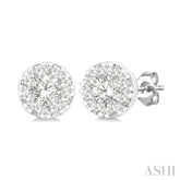 1/6 Ctw Lovebright Petite Round Shape Round Cut Diamond Fashion Stud Earrings in 10K Yellow and White Gold