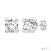 1/20 Ctw Round Cut Diamond Stud Earrings in 14K White Gold