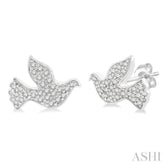1/6 Ctw Petite Dove Round Cut Diamond Fashion Stud Earrings in 10K White Gold