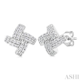 1/5 Ctw Petite Pinwheel Round Cut Diamond Fashion Stud Earrings in 10K White Gold
