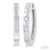 1/6 Ctw Flush Bezel Set Diamond Fashion Hoop Earrings in 10K White Gold