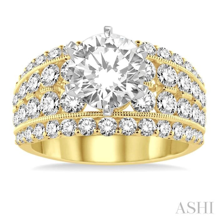 2 1/10 Ctw Diamond Semi-Mount Engagement Ring in 14K Yellow and White Gold