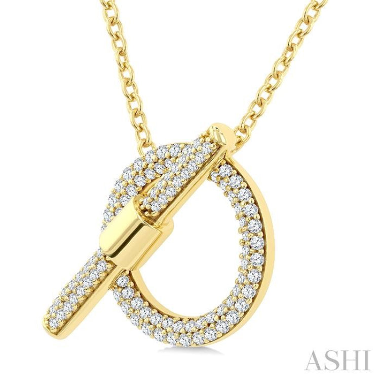 1/2 Ctw Circle Toggle Round Cut Diamond Fashion Necklace in 14K Yellow Gold