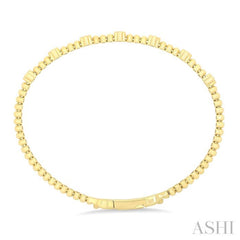1/6 Ctw Round Cut Diamond Clover Bead Fashion Flex Bangle in 10K Yellow Gold