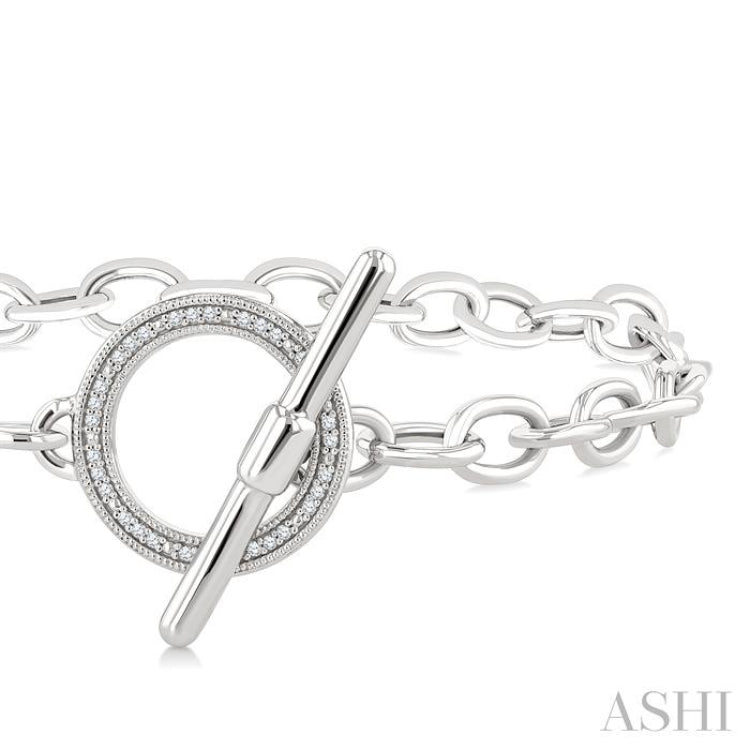 1/10 Ctw Circle Toggle Round Cut Diamond Fashion Bracelet in Sterling Silver