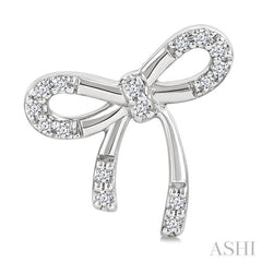 1/10 Ctw Bow Round Cut Diamond Fashion Earrings in Sterling Silver