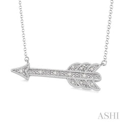 1/20 Ctw Round Cut Diamond Arrow Pendant in Sterling Silver with Chain