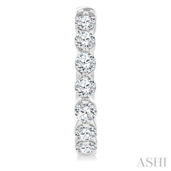2 Ctw Prong Set Round Cut Diamond Hoop Earrings in 14K White gold