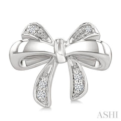 1/20 Ctw Bow Round Cut Diamond Fashion Earrings in Sterling Silver