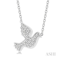 1/10 Ctw Petite Dove Round Cut Diamond Fashion Pendant With Chain in 10K White Gold