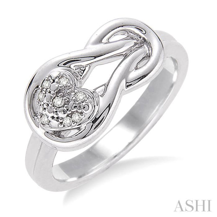 1/50 Ctw Heart Shape Round Cut Diamond Fashion Ring in Sterling Silver